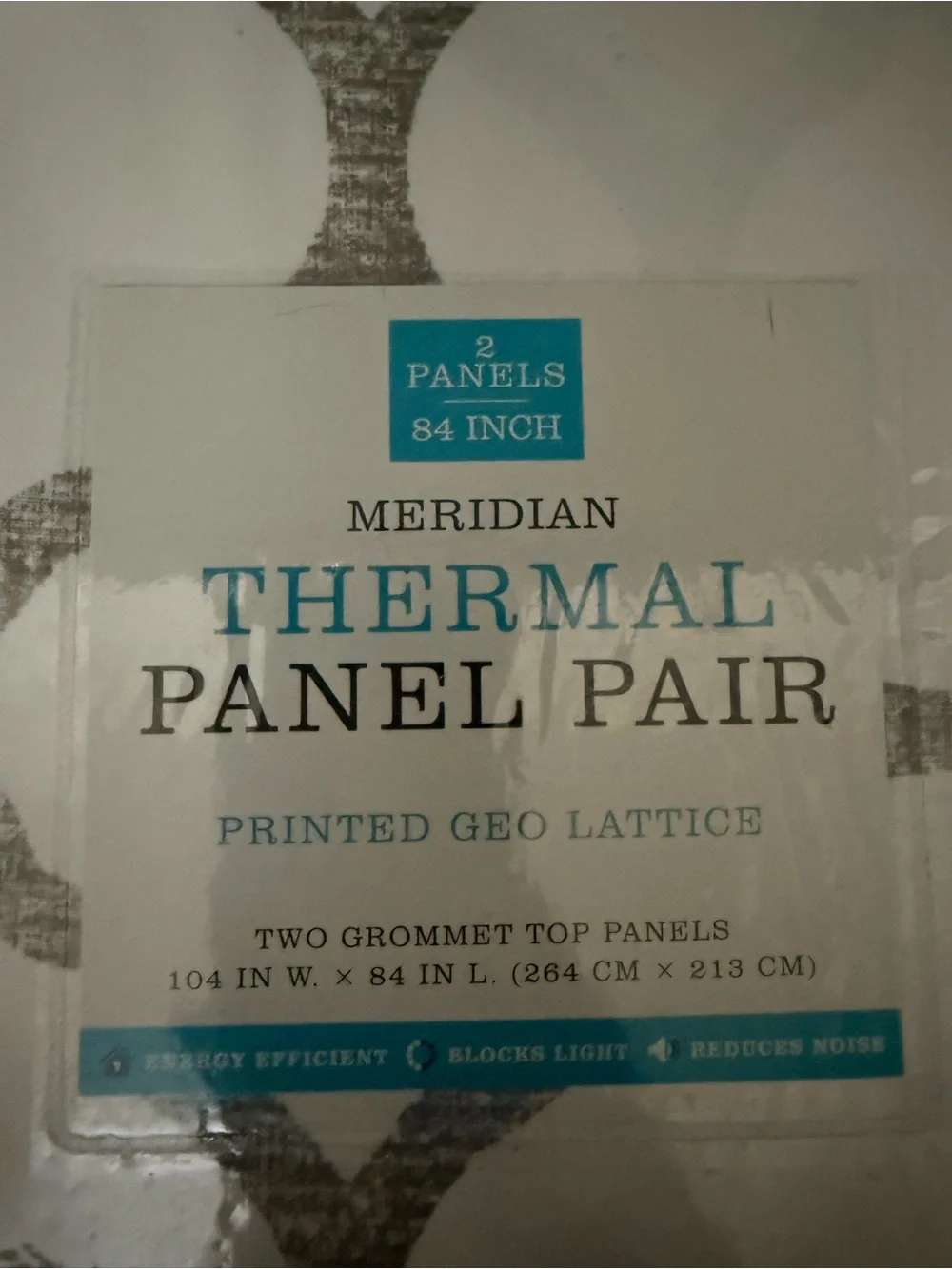 Meridian Thermal Curtain Panel Pairs in Gray Printed Geo Lattice- 2 packs